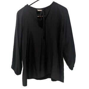 TUCKER NYC Silk Tie-Neck Blouse Black Size S Quiet luxury